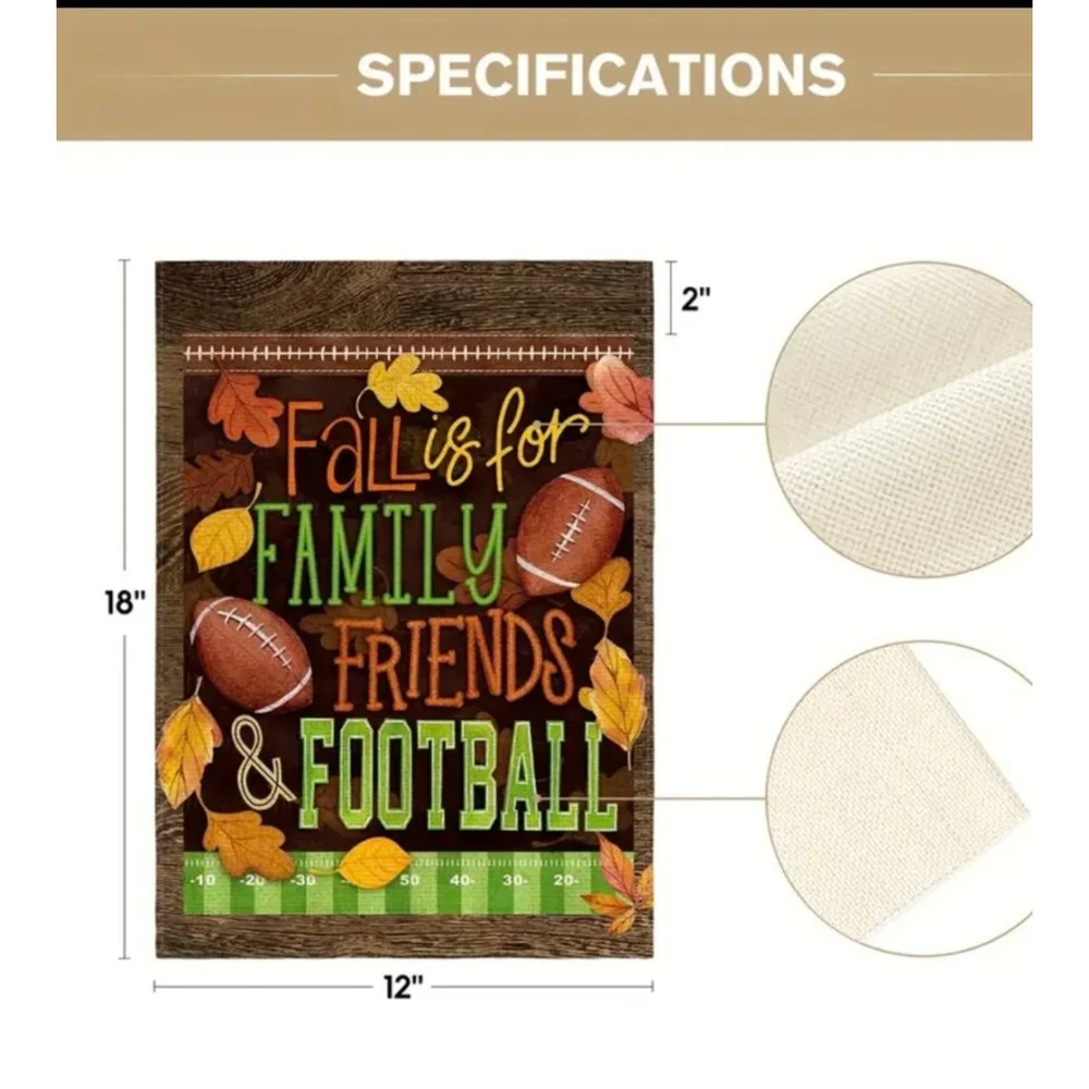 Fall Family Friends Football Decor Flag One Size Brown Green